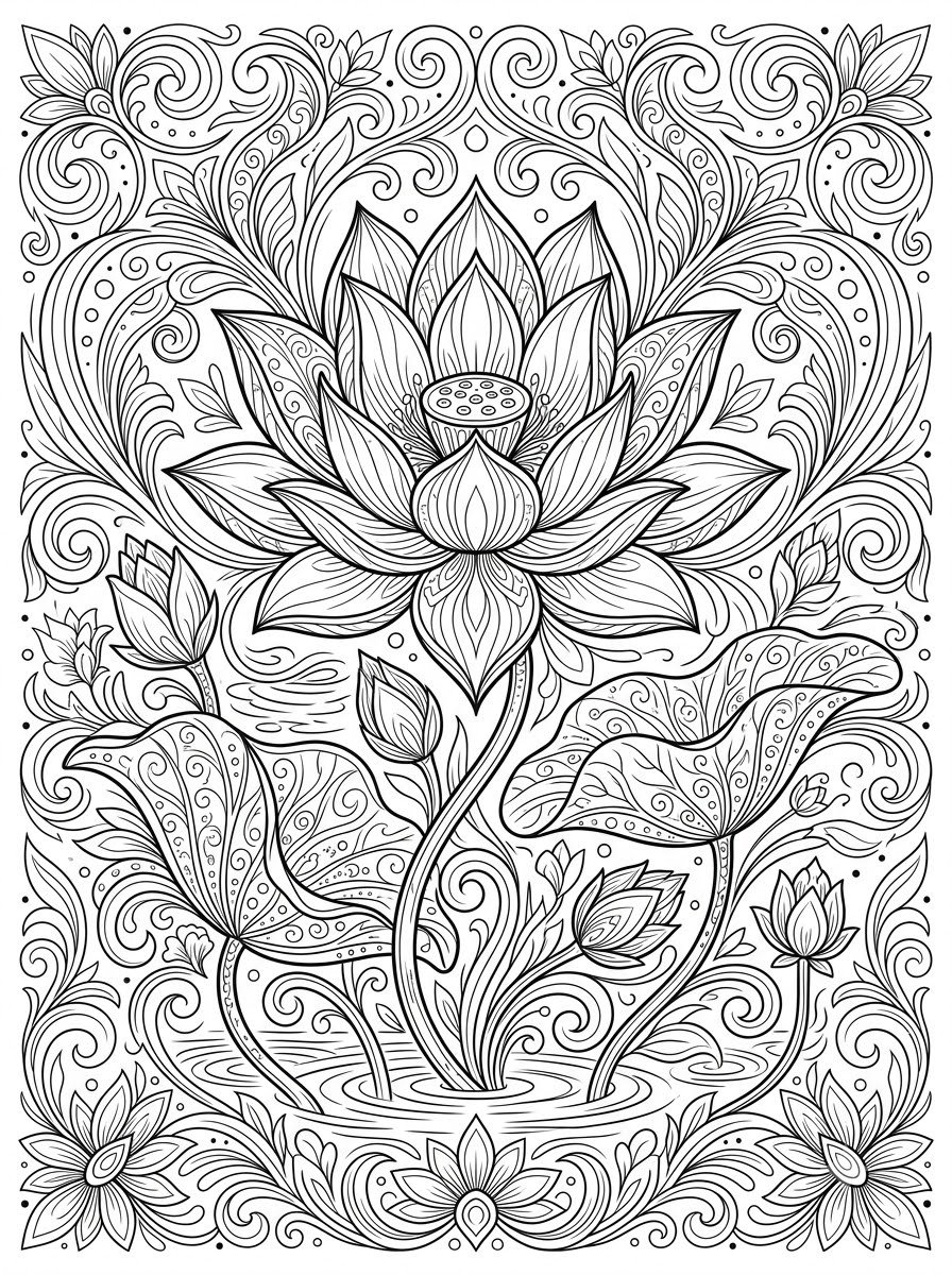 Adult stress relief coloring book with intricate floral and geometric coloring designs